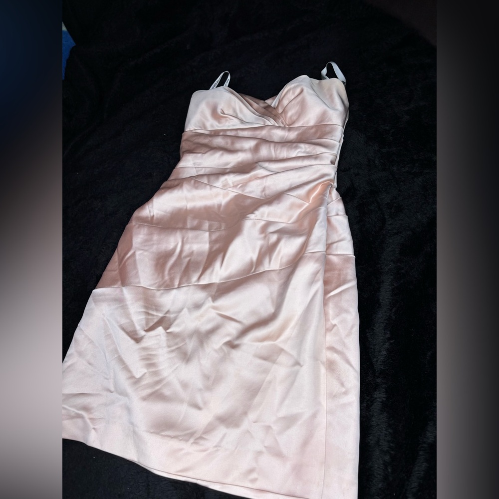 David's Bridal Strapless Light Pink Dress